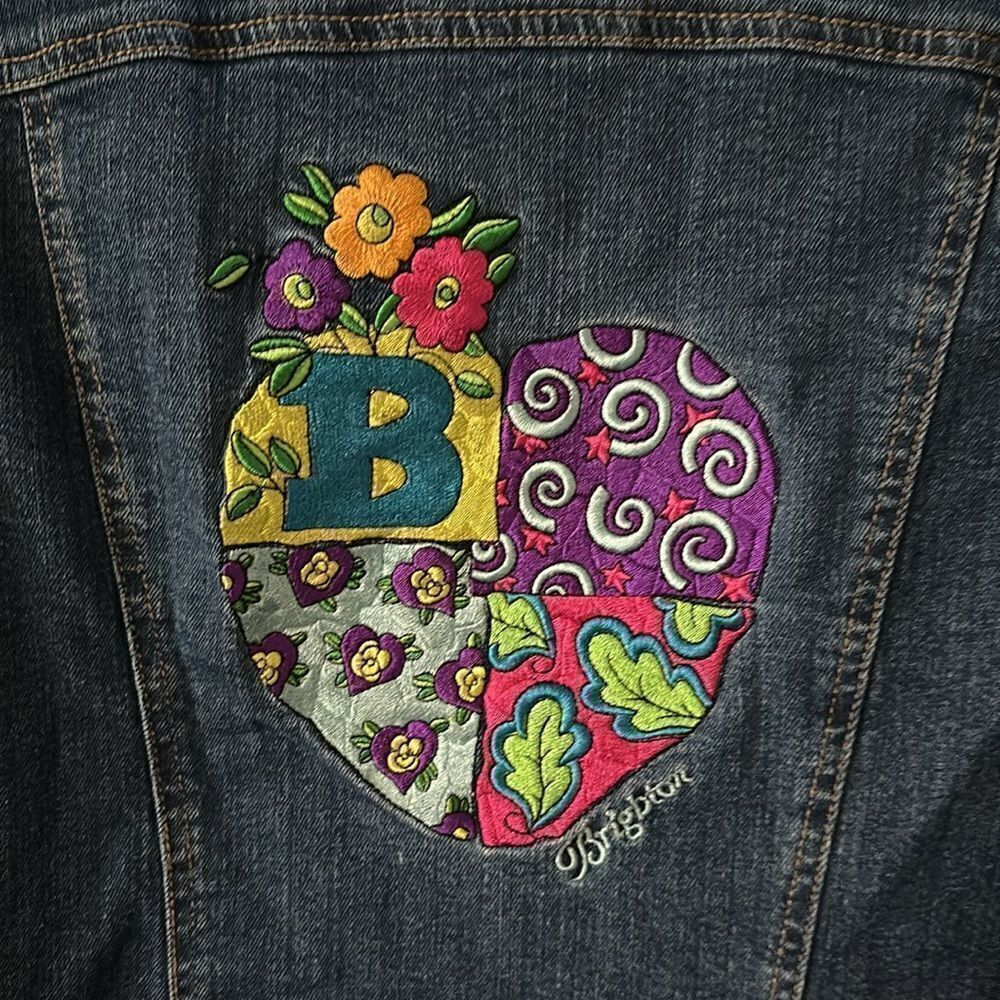 Brighton Collectibles Embroidered Jean Jacket Heart Size Small See Measurements - Picture 2 of 8